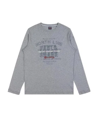Paul & Shark Logo Long-sleeved T-shirt In Gray