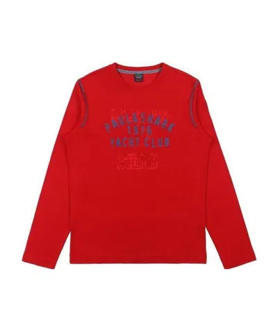 Paul & Shark Logo Long-sleeved T-shirt In Red