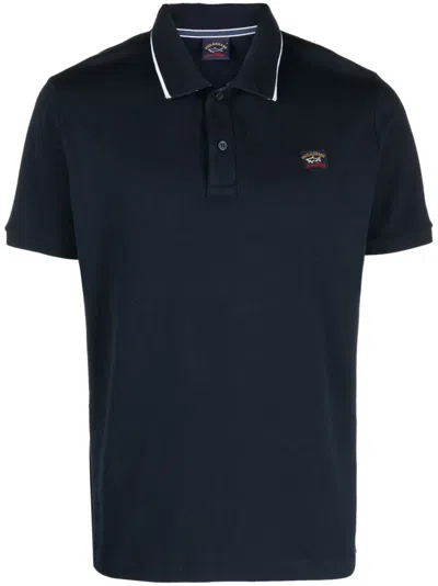 Paul & Shark Logo-patch Cotton Polo Shirt In Blue