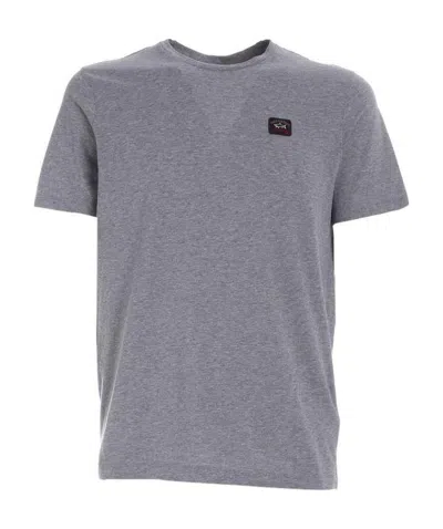 Paul & Shark Logo-patch Cotton T-shirt In Gray