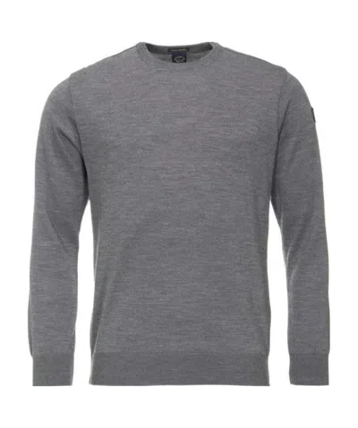 Paul & Shark Logo-patch Crew-neck Jumper In Gray