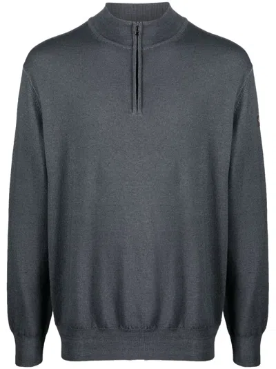 Paul & Shark Logo-patch Half-zip Jumper In Grey