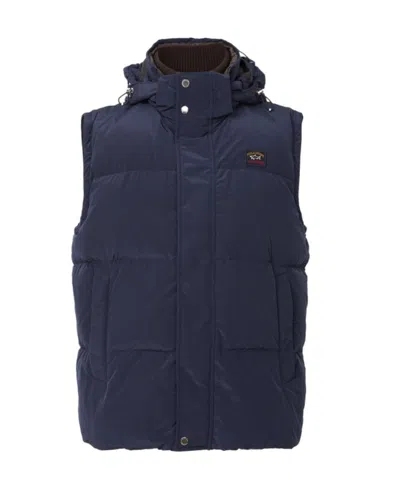 Paul & Shark Logo Patch Hooded Down Jacket In Black