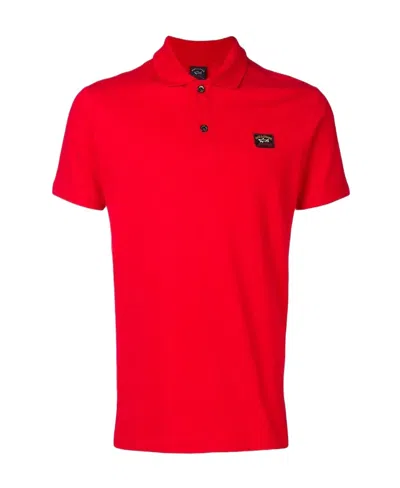 Paul & Shark Logo Patch Polo Shirt In Red
