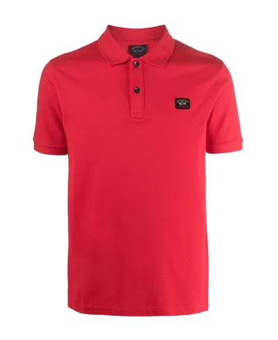Paul & Shark Logo Patch Polo Shirt In Red