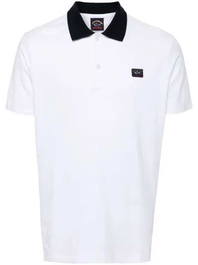 Paul & Shark Logo-patch Polo Shirt In White