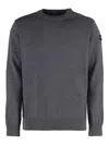 Paul & Shark Ribbed Crew-neck Wool Sweater With Shoulder Buttons In Grey