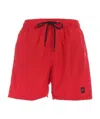 Paul & Shark Logo Detail Swim Trunks In Red In Red