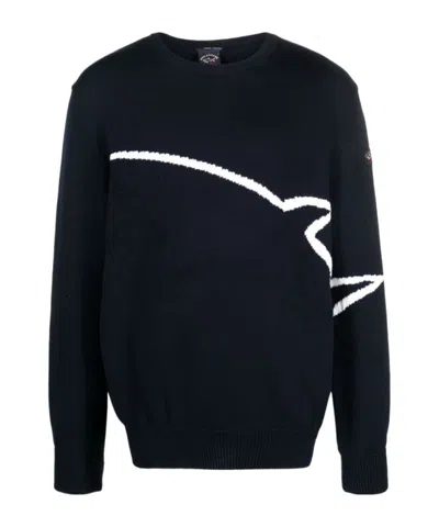 Paul & Shark Logo-patch Virgin Wool Jumper In Black