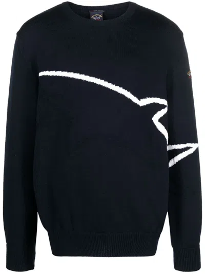 Paul & Shark Logo-patch Virgin Wool Jumper In Blue