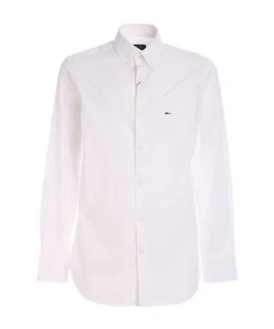 Paul & Shark Logo Detail Shirt In White In Blue