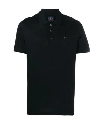 Paul & Shark Logo-plaque Polo Shirt In Black