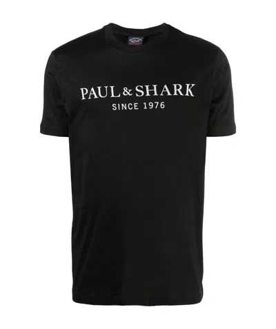 Paul & Shark Logo-print Crew-neck T-shirt In Black