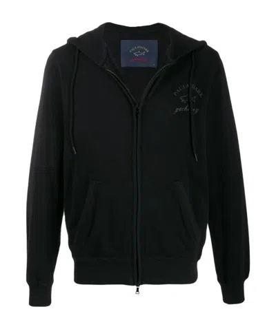 Paul & Shark Logo Print Hoodie In Black
