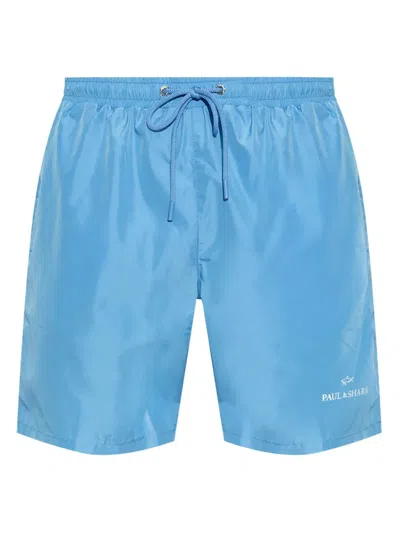 Paul & Shark Logo-print Swim Shorts In 蓝色