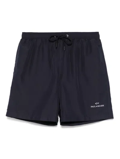 Paul & Shark Logo-print Swim Shorts In Blue