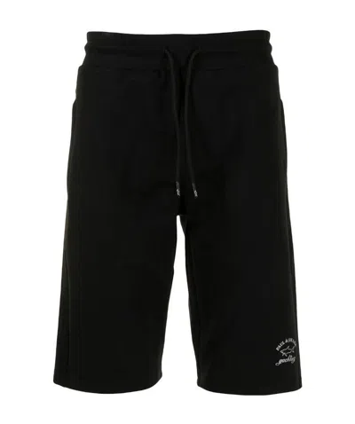 Paul & Shark Logo Print Track Shorts In Black