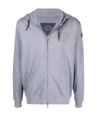 Paul & Shark Logo-print Zip-up Hoodie In Black
