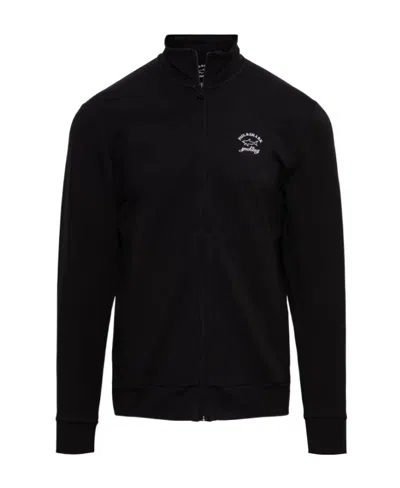 Paul & Shark Logo-print Zip-up Sweatshirt In Black