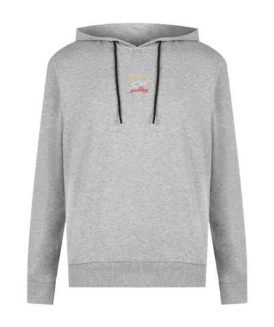 Paul & Shark Logo Printed Hooded Hoodie In Gray