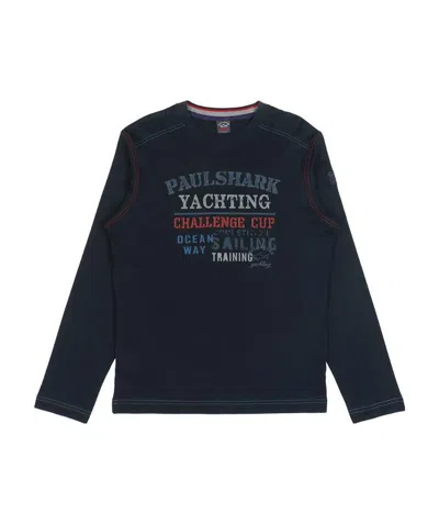 Paul & Shark Logo Printed Long-sleeved T-shirt In Black