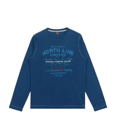 Paul & Shark Logo Printed Long-sleeved T-shirt In Blue
