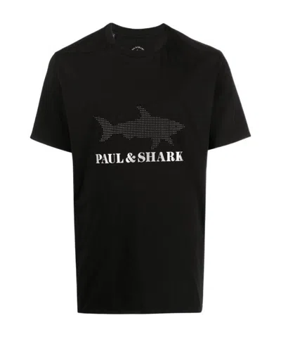 Paul & Shark Logo Printed T-shirt In Black