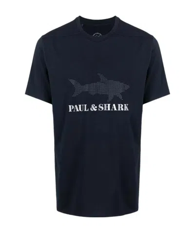 Paul & Shark Logo Printed T-shirt In Black