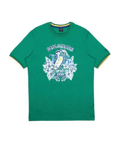 Paul & Shark Logo Printed T-shirt In Green