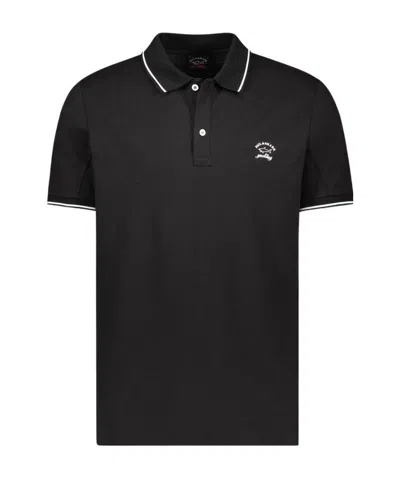 Paul & Shark Logo Short-sleeved Polo Shirt In Black