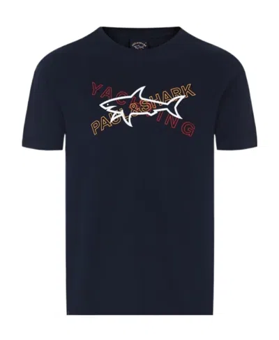 Paul & Shark Logo T-shirt With Round Neck Pattern In Black