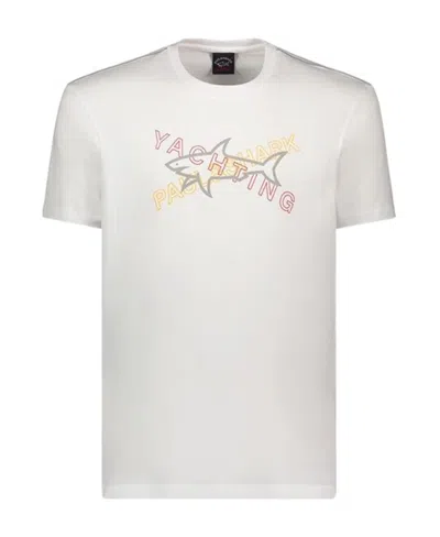 Paul & Shark Logo T-shirt With Round Neck Pattern In White