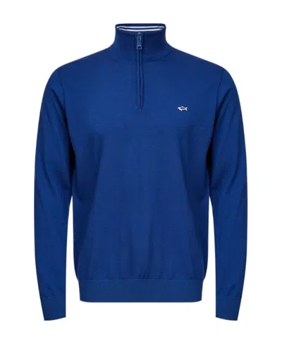Paul & Shark Logo Turtleneck Sweater In Blue