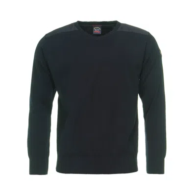 Paul & Shark Logo V-neck Knitted Sweater In Black