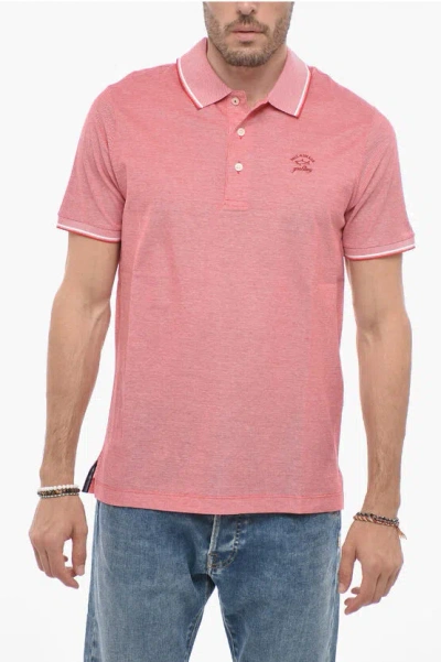 Paul & Shark Logoed 3-buttons Cotton Polo Shirt In Pink