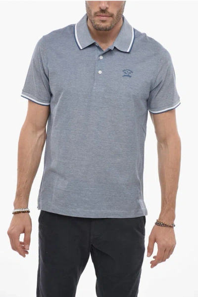 Paul & Shark Logoed-buttons Polo Shirt With Embroidered Details In Gray
