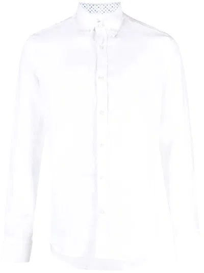 Paul & Shark Long-sleeve Linen Shirt In White