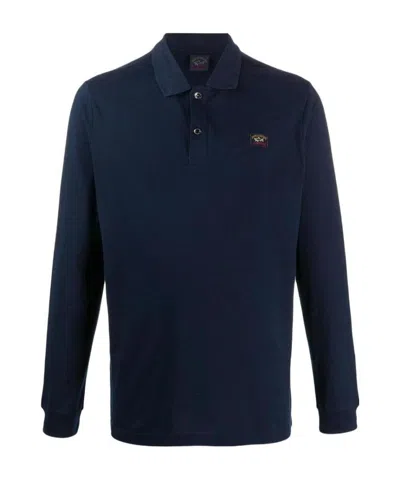 Paul & Shark Long Sleeve Polo Shirt In Black