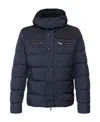Paul & Shark Long-sleeved Hooded Quilted Down Jacket In Blue
