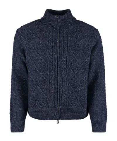 Paul & Shark Long-sleeved Knitted Cardigan In Black