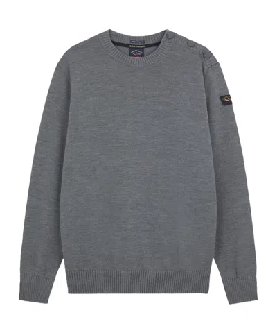 Paul & Shark Long-sleeved Round-neck Sweater In Gray