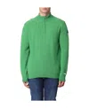 Paul & Shark Long-sleeved Semi-zipper Open-close Sweater In Green
