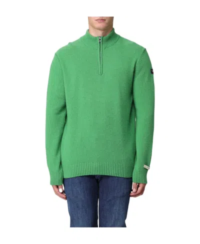 Paul & Shark Long-sleeved Semi-zipper Open-close Sweater In Green