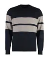 Paul & Shark Virgin Wool Crew-neck Sweater In Black