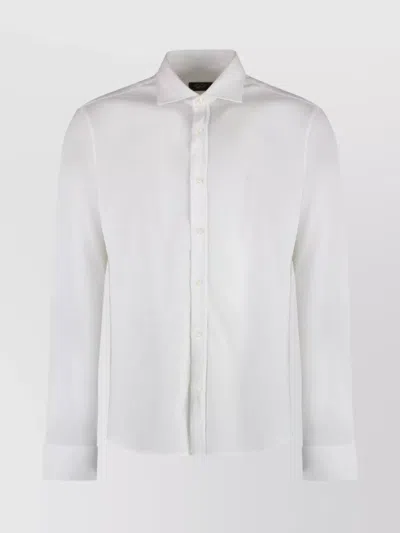 Paul & Shark Long Sleeves Piqué Cotton Shirt In White