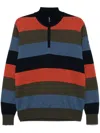 Paul & Shark Striped Half Zip Wool Sweater In Multicolour