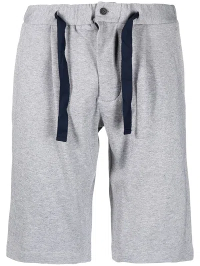 Paul & Shark Mélange-effect Drawstring-waist Shorts In Blue