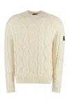 Paul & Shark Crew-neck Wool Sweater In Panna