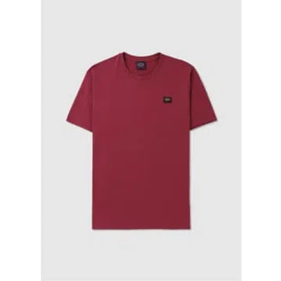 Paul & Shark Mens Iconic Badge T-shirt In Ruby Wine In Red