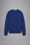 Paul & Shark Maglia Con Scollo A V In Lana Merino Con Badge Iconico In Blu Indigo